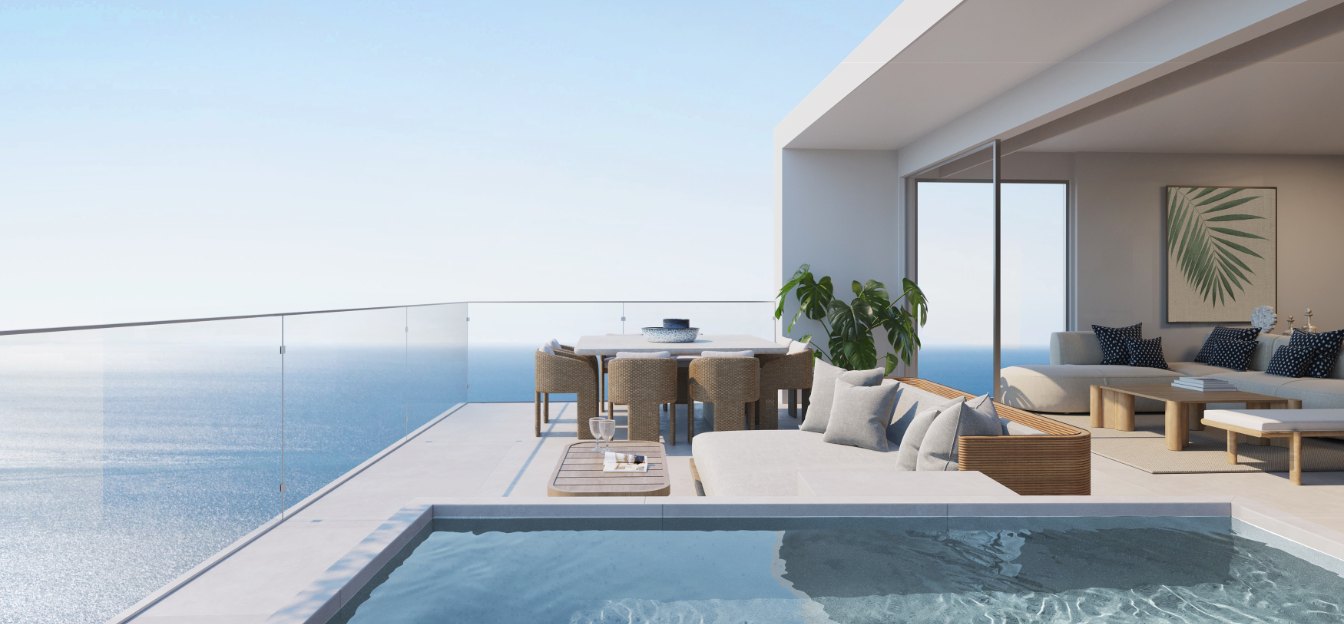 A private terrace and infinity pool overlooking the Caribbean
